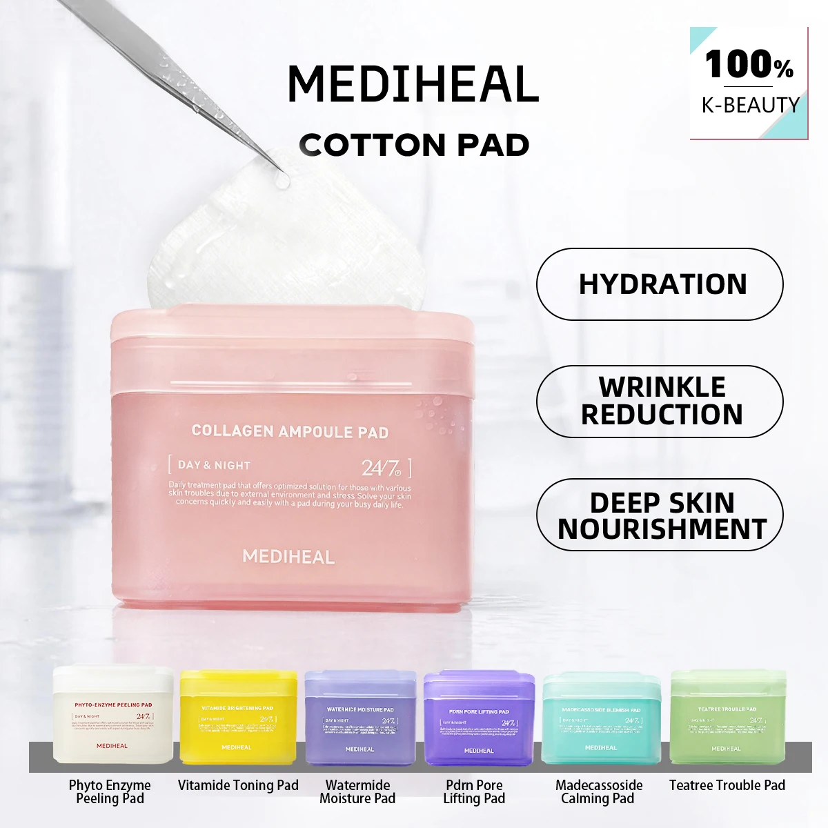 mediheal-padinstant-use-sheetdaily-care-clothsextended-moisturizingpotent-quenchingkorean-skincarek-beautykorean-makeup