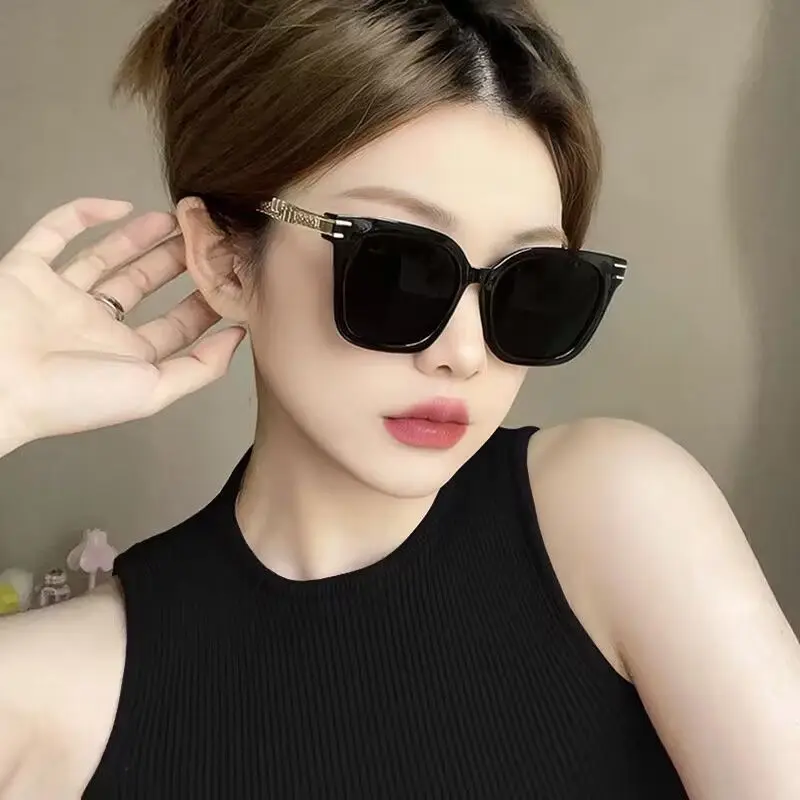 Korean Style New Sunglasses Women's Chain FashioninsWomen's Instafamous Large Frame Thin Looking Cool UV-Proof Sunglasses