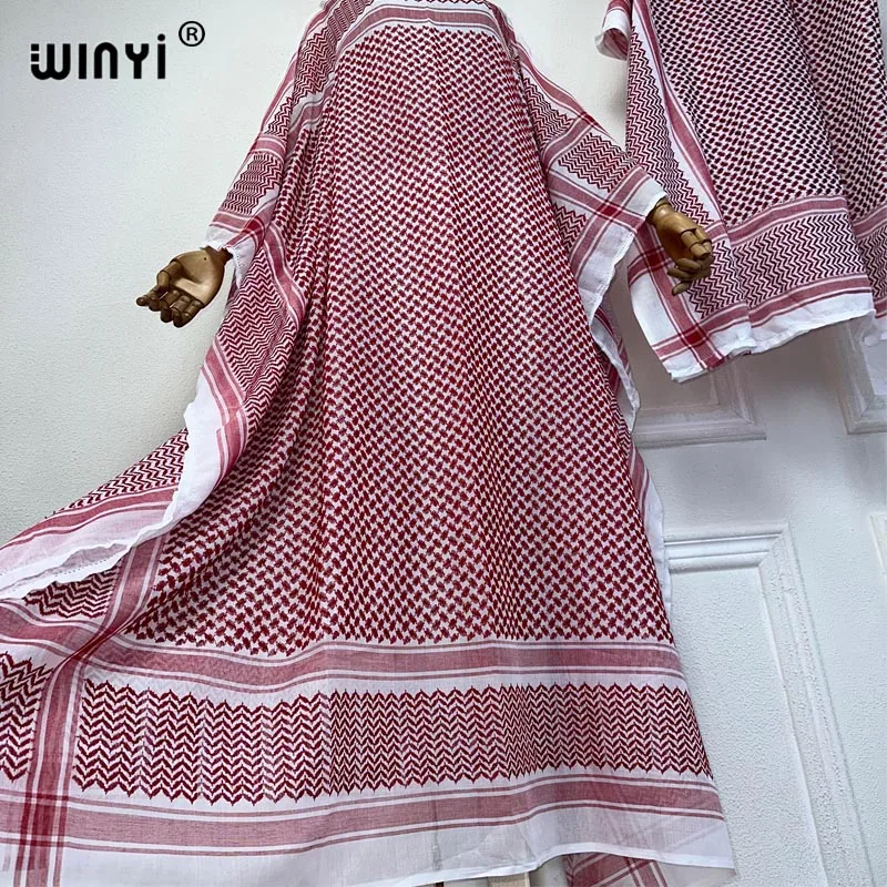 WINYI classic dresses with scarf 2 piece set Kaftan party dresses loose fashion Streetwear luxury abaya muslim woman dubai عبايا