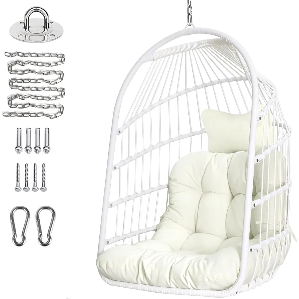 

Foldable Wicker Rattan Hanging Chair Swing - Indoor/outdoor Patio Wicker Hammock Chair With Stainless Steel Hanging