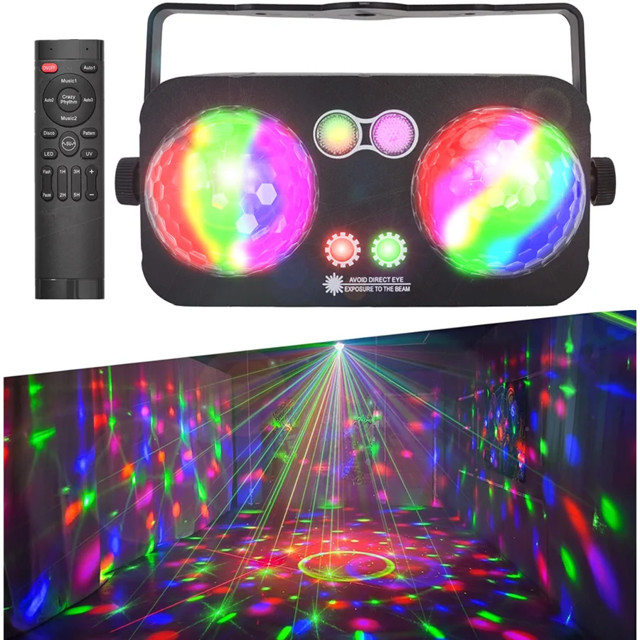 Dj Party Disco Ball Light Party Laser Projector Light Sound Activation Pattern Stage Strobe Light for Party, Indoor Dance, Birthday Party, Carnival Party, Karaoke, Ktv, Christmas, Wedding Show, Club.