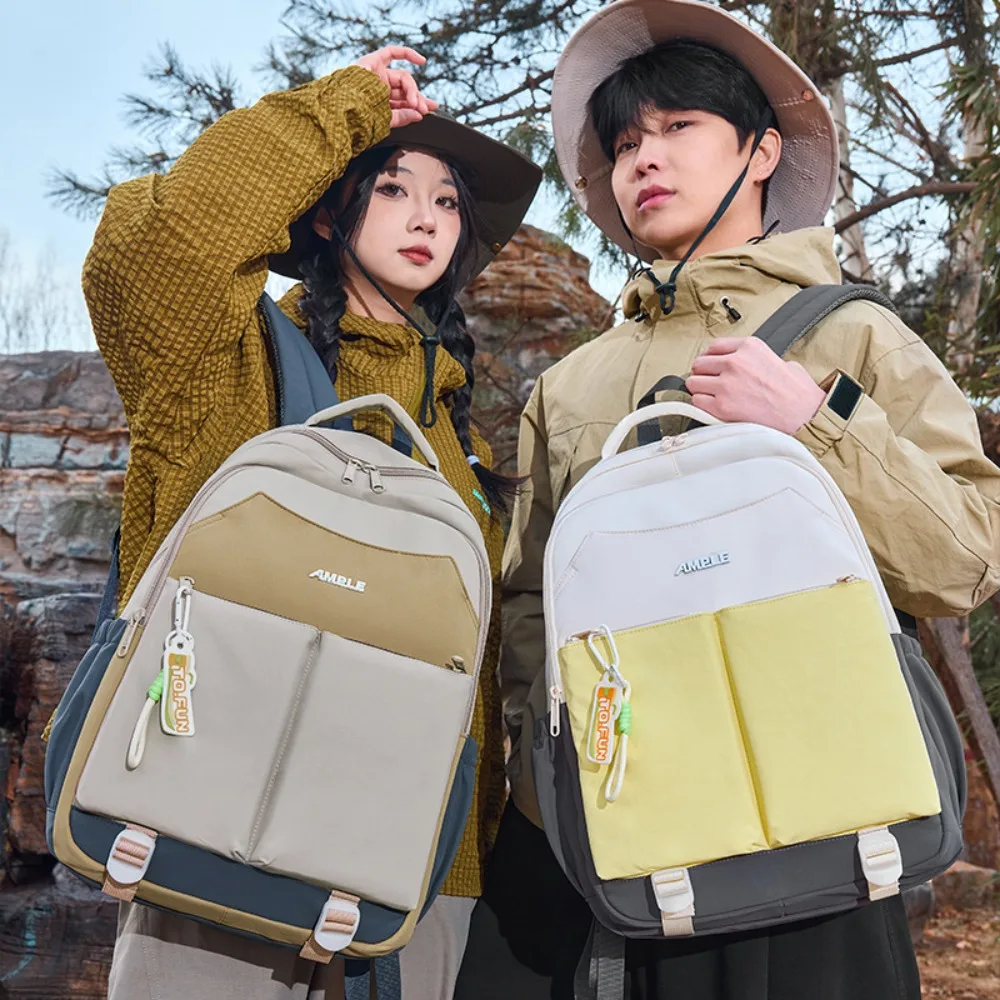

New High-value Mori Fresh Contrasting Color Splicing Couple Short Light Mountaineering Backpack Has A Large A High-end Finish