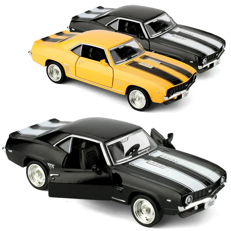 1/36 Chevrolet Camaro SS Vintage Toy Car Model For Children RMZ CiTY Diecast Vehicle Miniature Pull Back Collection Gift Kid Boy