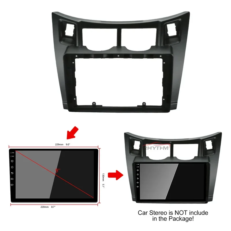 9 Cal samochodu do TOYOTA YARIS 2005-2011 duble Din Radio samochodowe Dvd Fascias Frame Audio adapter montażowy Facia Panel kontrolny