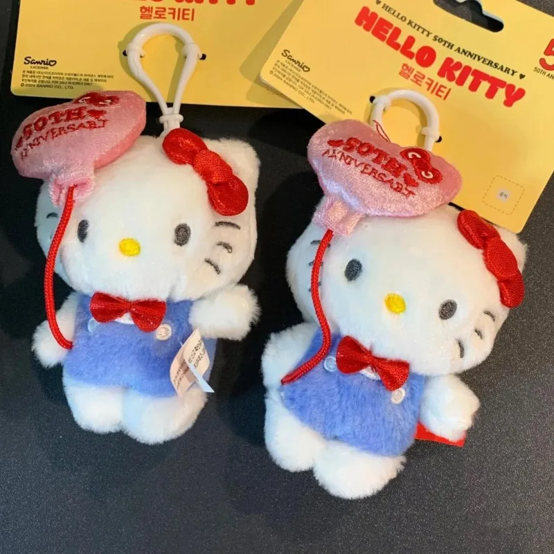 Sanrio อุปกรณ์เสริม Love บอลลูน Hello Kitty ตุ๊กตาน่ารักพวงกุญแจ Kawaii KT แมวตุ๊กตาตุ๊กตาจี้ของขวัญกระเป๋าเป้สะพายหลังกระเป๋าตกแต่ง