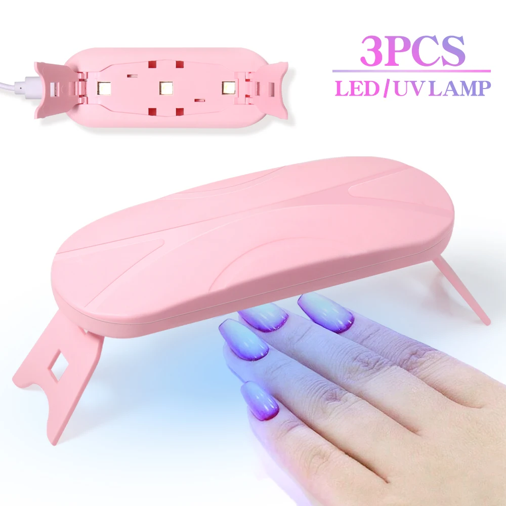 Mini Nail Art Lamp UV LED Nail Art Lamp Polishing Polymer Nail Art Tools 3Pcs Lamp Beads for Novices or Home DIY