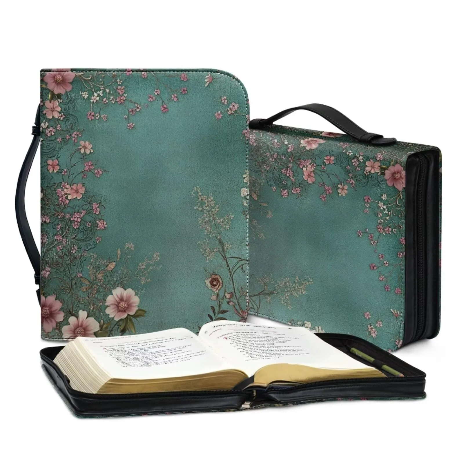 Couverture de la Bible, sac de la Bible est livré avec une poignée portable, étanche PU cuir fermeture éclair livre couverture Bible sac Bible étui de transport M-2XL