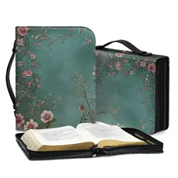 Bible Cover,Bible bag comes with a portable handle, Waterproof PU Leather Zipper Book Cover Bible Bag Bible Carrying Case M-2XL