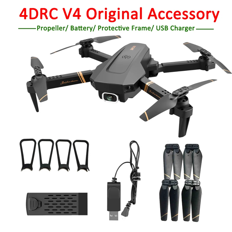 

4DRC V4 Wifi FPV Drone Accessory Propeller Maple Leaf Protective Frame Blade Guard Battery USB Charger Cable 4D-V4 Spare Part