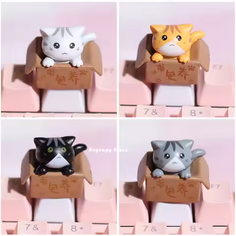 Cartoon keycaps For Mechanical Keyboard Keycaps Artisan Anime White Kawaii Keycap PBT Axis Cherry MX Custom Cute Cat Diy Key Cap
