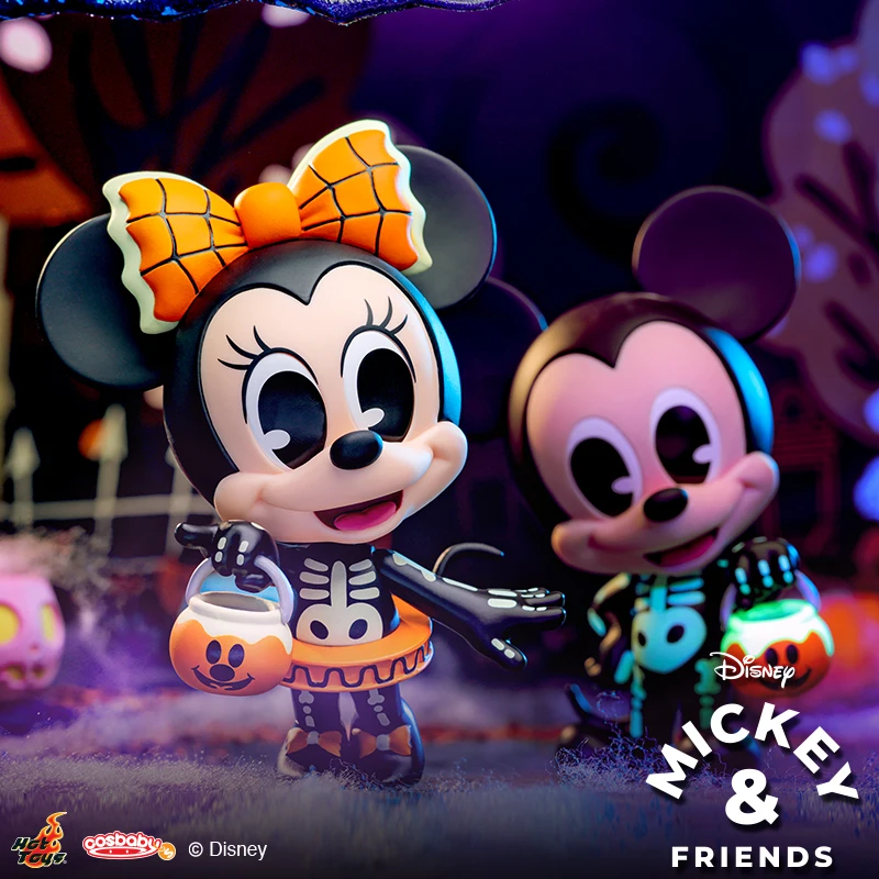 OFFICIAL Hot Toys Disney Mickey & Friends Mickey and Minnie Skeleton Costume Cosbaby Collectible set Figures Christmas Gifts ﻿