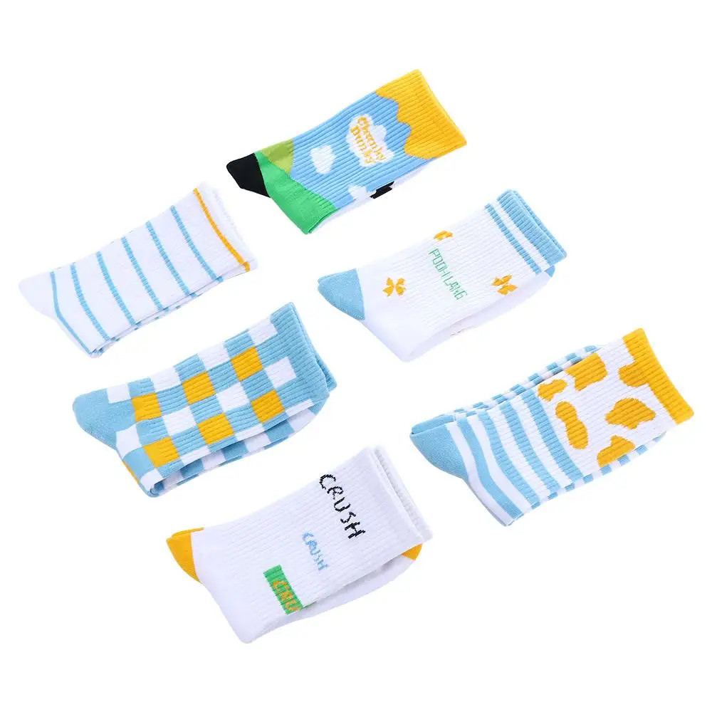 Autumn Sports Socks Black White Ice Cream Color Striped Casual Cotton Hosiery Cow Socks Women Socks Cow Print