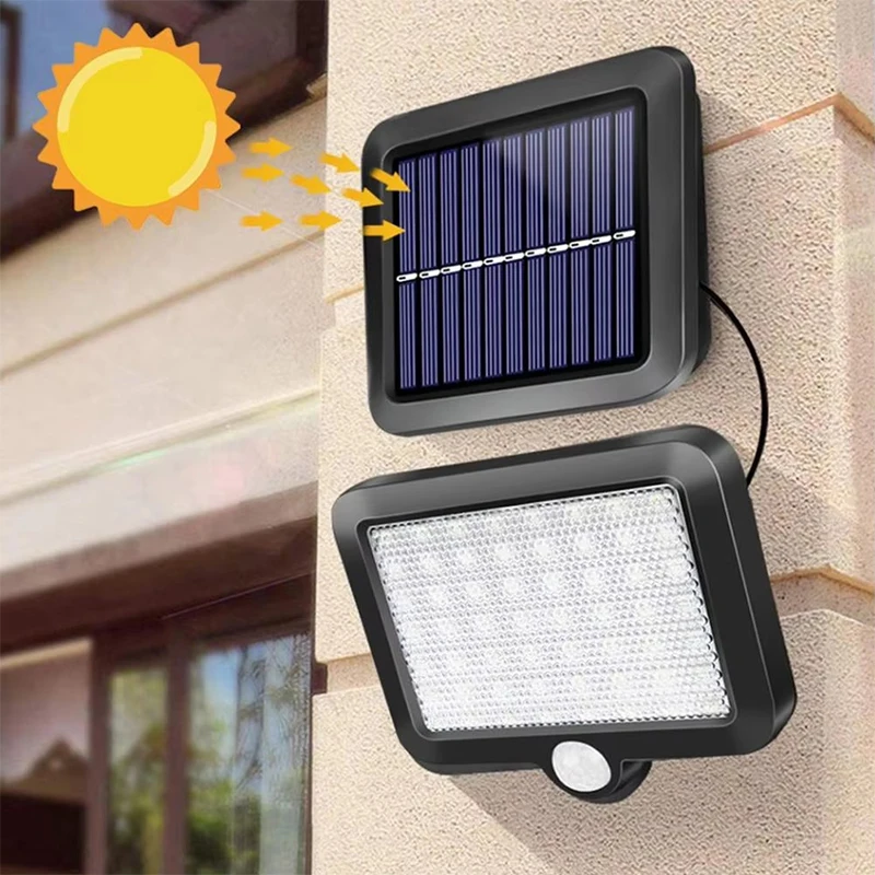 56 Led Split Solar Outdoor Waterproof Induction Floodlights, 3 Modes for Terraces, Garage and Backyard, with Motion Sensors