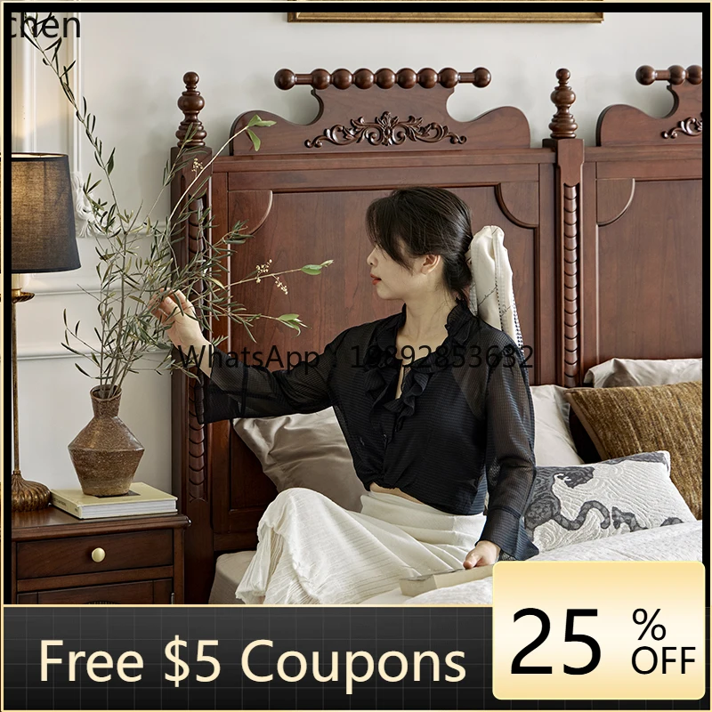 

solid wood bed 1.8 bedroom double premium double head medieval wedding bed master bedroom bed