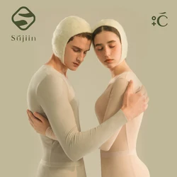 SUJIIN Thermal Underwear Set for Women Men 2024 Winter Crew Neck Thermals Tops Couple Long Johns Anti-Static Set Woman 2 Pieces