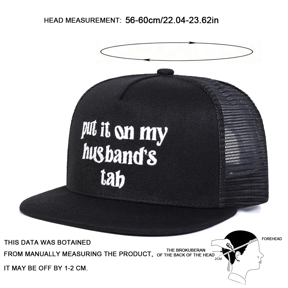 Unisex Put It On My Husband Tab Embroidery Hip-hop Net Hats Spring Summer Outdoor Adjustable Casual Baseball Caps Sunscreen Hat