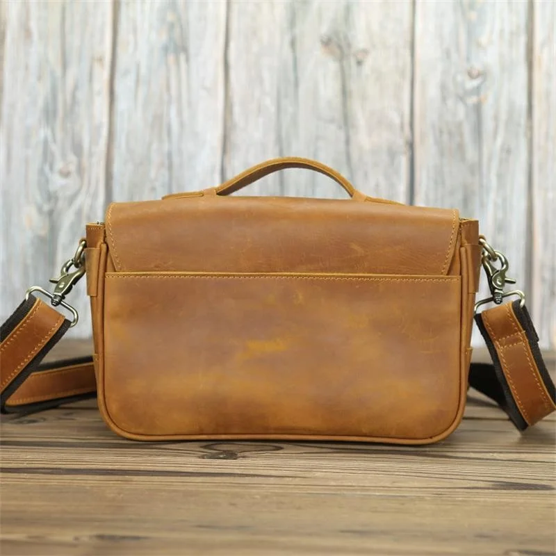 Imagem -02 - Retro Artesanal de Couro Genuíno Slr Bolsa da Câmera para Mulheres dos Homens Crossbody Bolsa Ombro Mensageiro Bolsas Estilo Vintage Pacote da Câmera