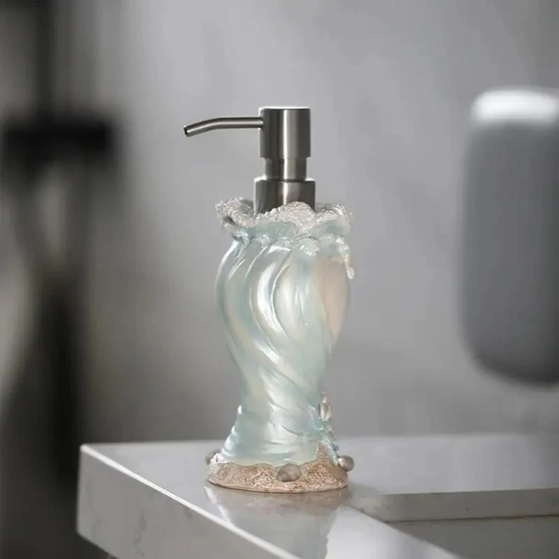 Botol pompa หัวจ่ายสบู่เครื่องจ่ายสบู่เหลวดีไซน์เปลือกหอยพร้อมปั๊มสแตนเลสกันสนิม