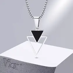 Vnox New Fashion Triangle Pendant Necklace for Men Boys, Minimalist Stainless Steel Hollow Geometric Collar Male Jewelry Gift