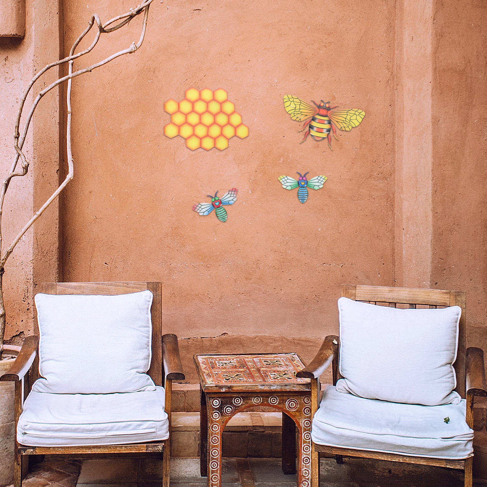 

Bee Hive Wall Decor Iron Art Pendant Bright Color Easy to Hang for Garden Study Room Bar Wall naments Sculptures Bee Shaped