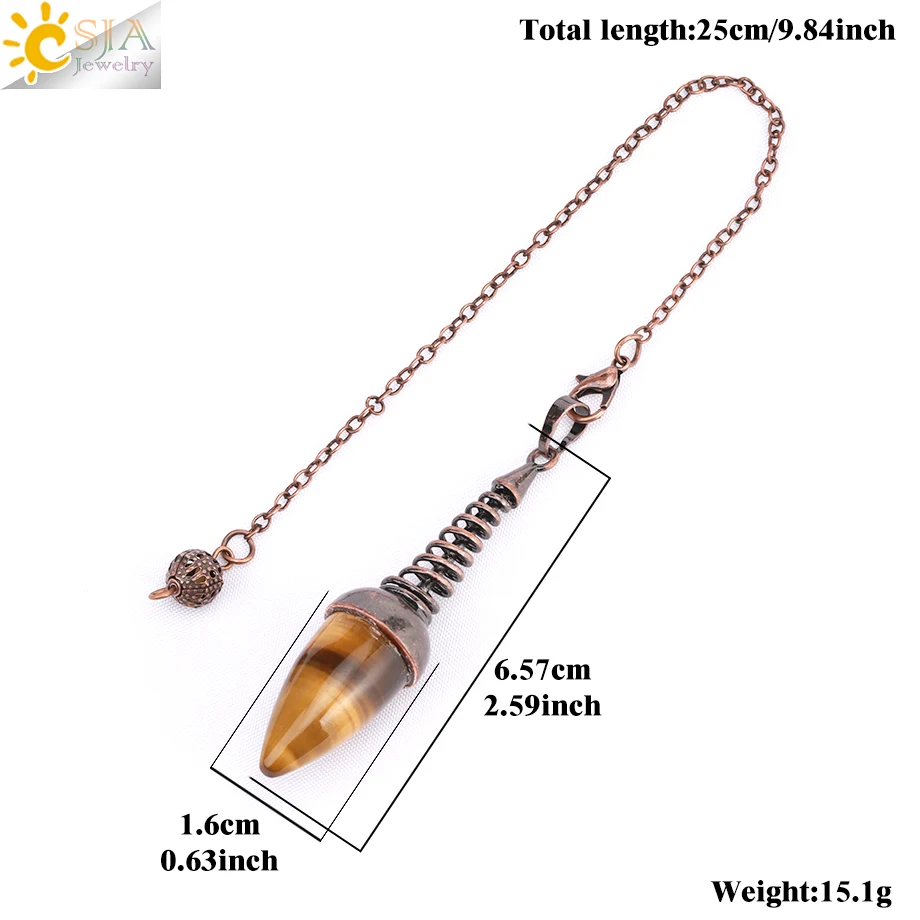 Spiritual Crystal Pendulum for Dowsing Divination Natural Stone Tiger eye Amethysts Obsidian Pendant Balancing Pendulums T021