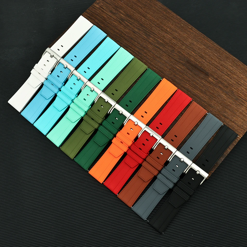 Großhandel Modische Sport-Uhrenarmbänder mit Schnellverschluss, Vulkanisierter Gummi, 20mm 22mm FKM Uhrenarmband – Detail 2