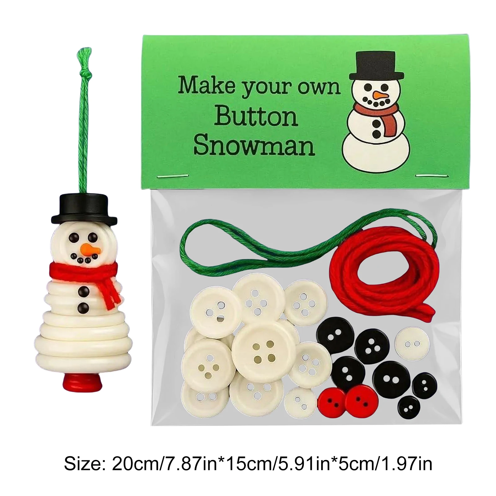 DIY Button Snowman Ornament Kit Reusable Fun Christmas Button Making Set Home Window Ornaments for Holiday Stocking Filler