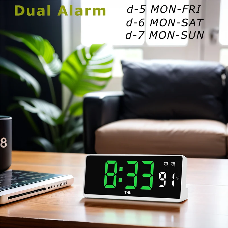 Digital Alarm Clock Desk Electronic Clock with Temperature and Week Display for Bedroom Office Decoration Niditon