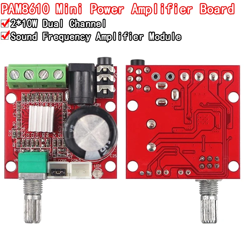 12V Mini Hi-Fi PAM8610 Audio Stereo Amplifier Board 2X10W Dual Channel D Class