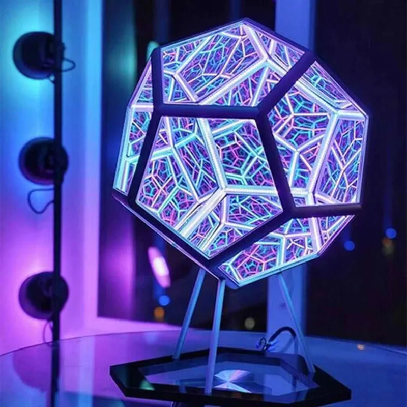 Infinity Dodecahedron Color Art Light Fantasy Geometry Space LED Art Lamp USB Charging Adjustable Color Decor Night Lamp