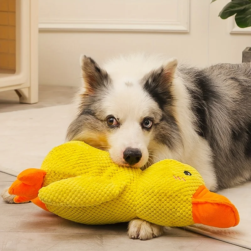 1pc Large Duck-Shaped Squeaky Plush Toy for Dogs - Teeth Cleaning, Durable ChewToy, Interactive Fun for Engaging Playtime