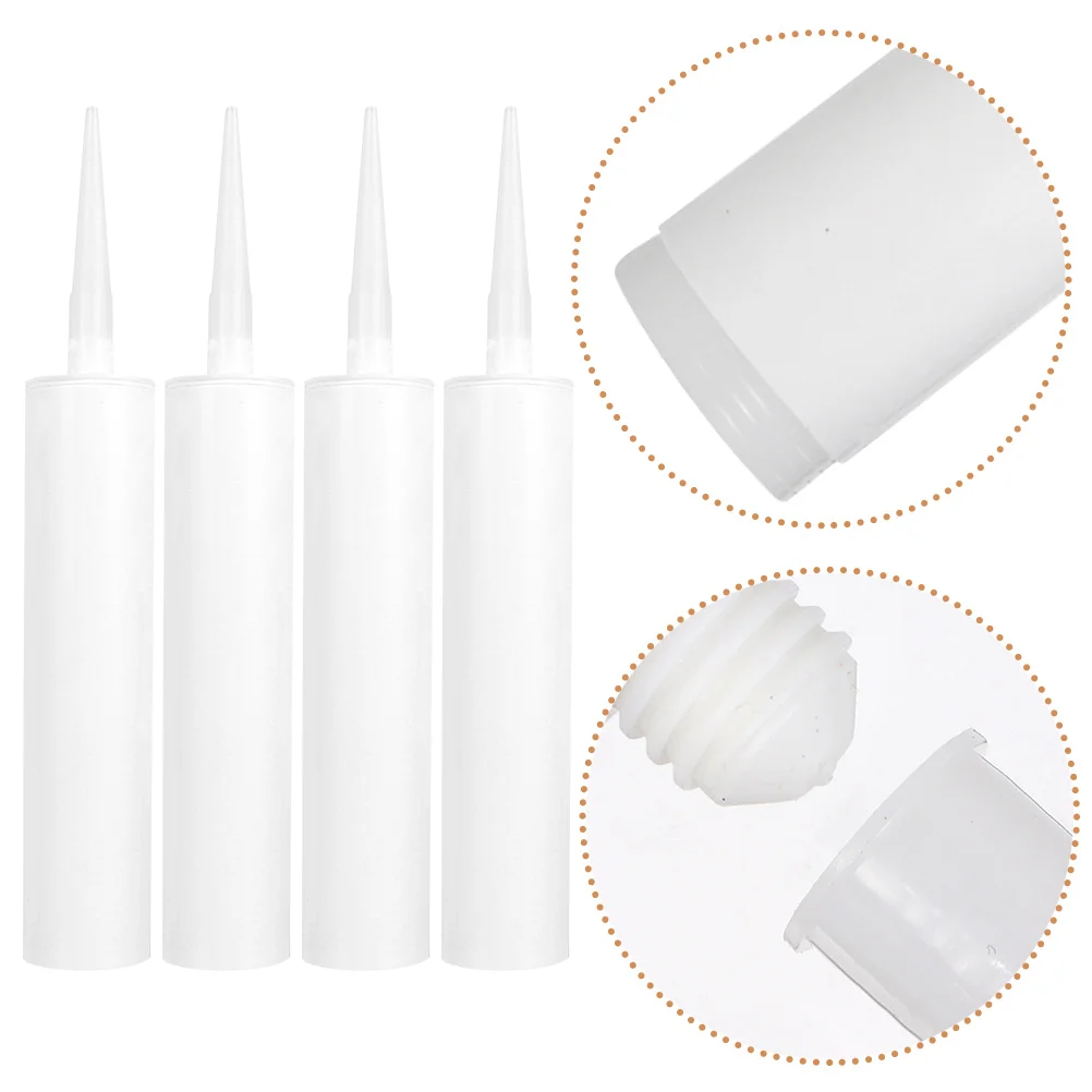 4 Pcs Plastic Bottle Rubber Empty Sealant Refillable Caulk Tubes Reusable