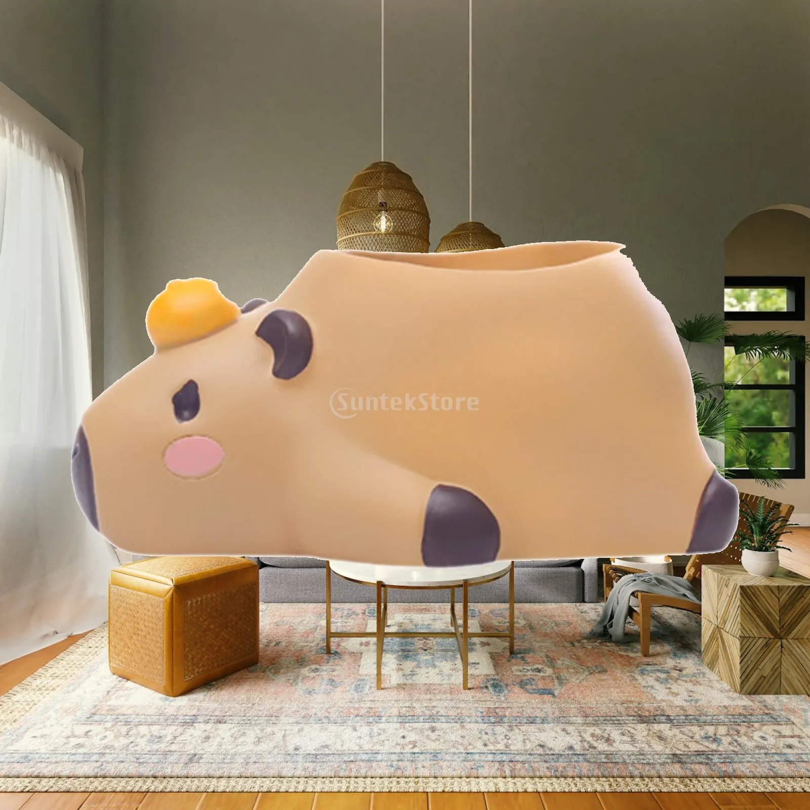 Small Capybara Flower Pot Resin Planter Pot Practical Centerpiece Portable Animal Flowerpot Tabletop Decorative for Bedroom