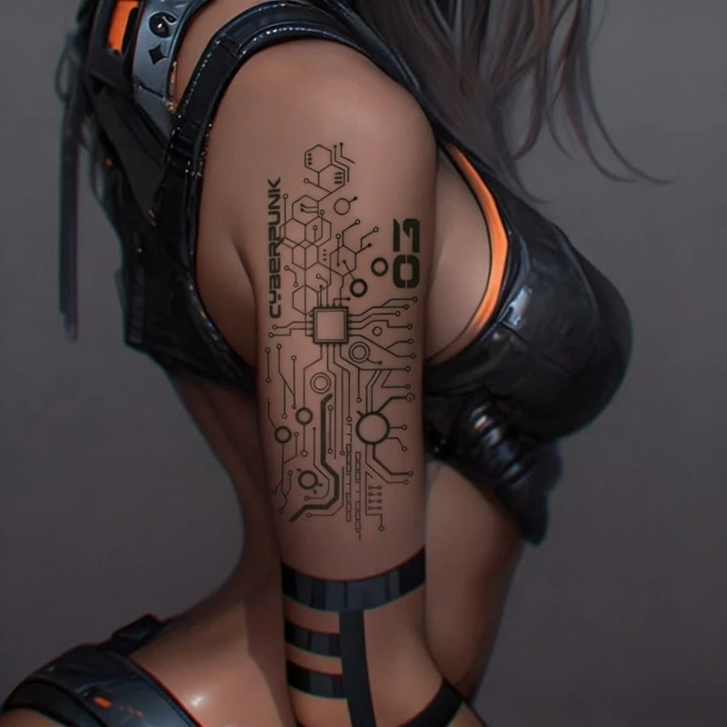 

Травяные временные татуировки Neural Matrix для мужчин и женщин, рука, киберпанк, ток, поддельные татуировки, робот, косплей, панк-арт, татуировка, наклейка