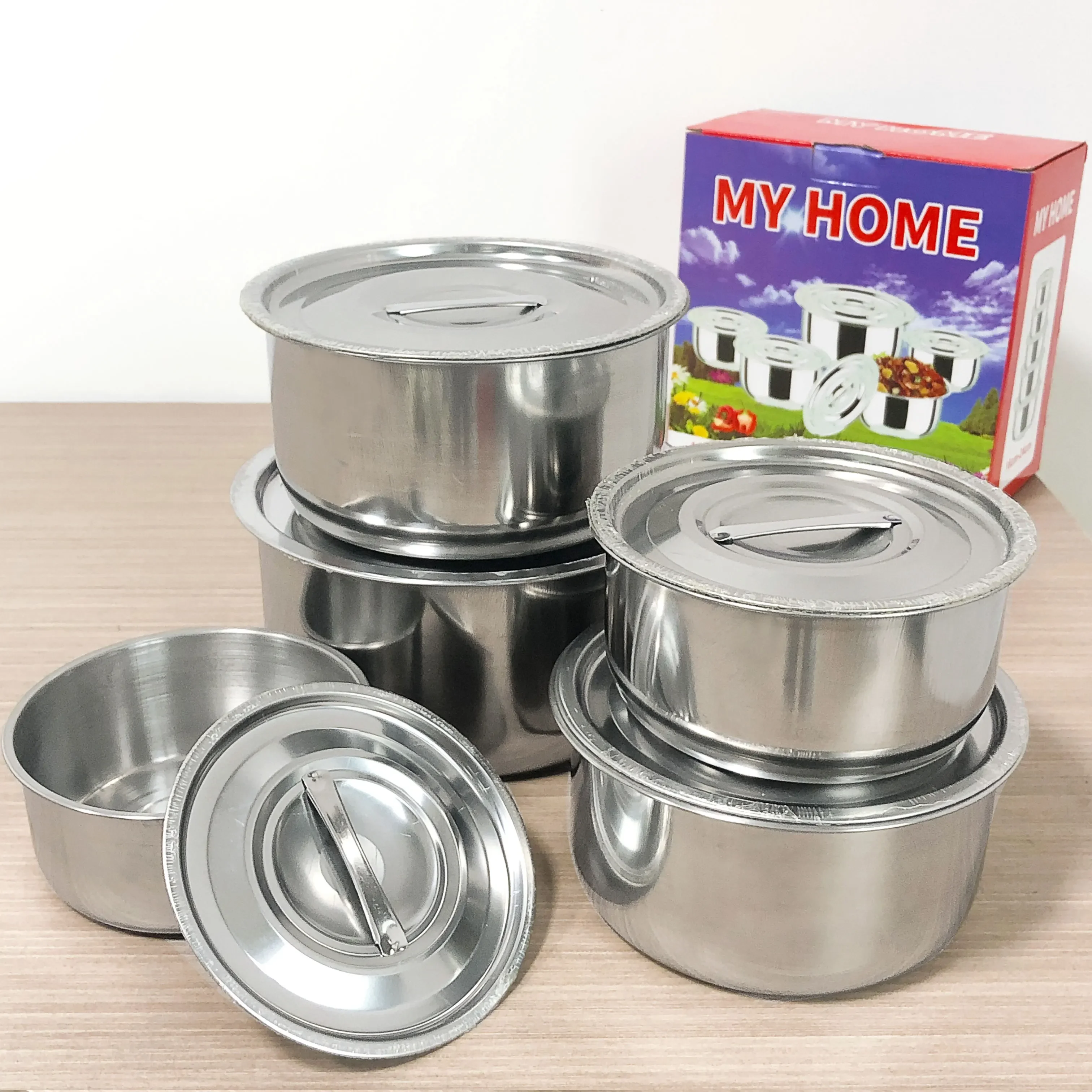 5 Pcs Soup Stock Pots Bowl Cooking Pots Casseroles Kitchen Utensils Food Storage Containers Stainless Steel Cookware Sets