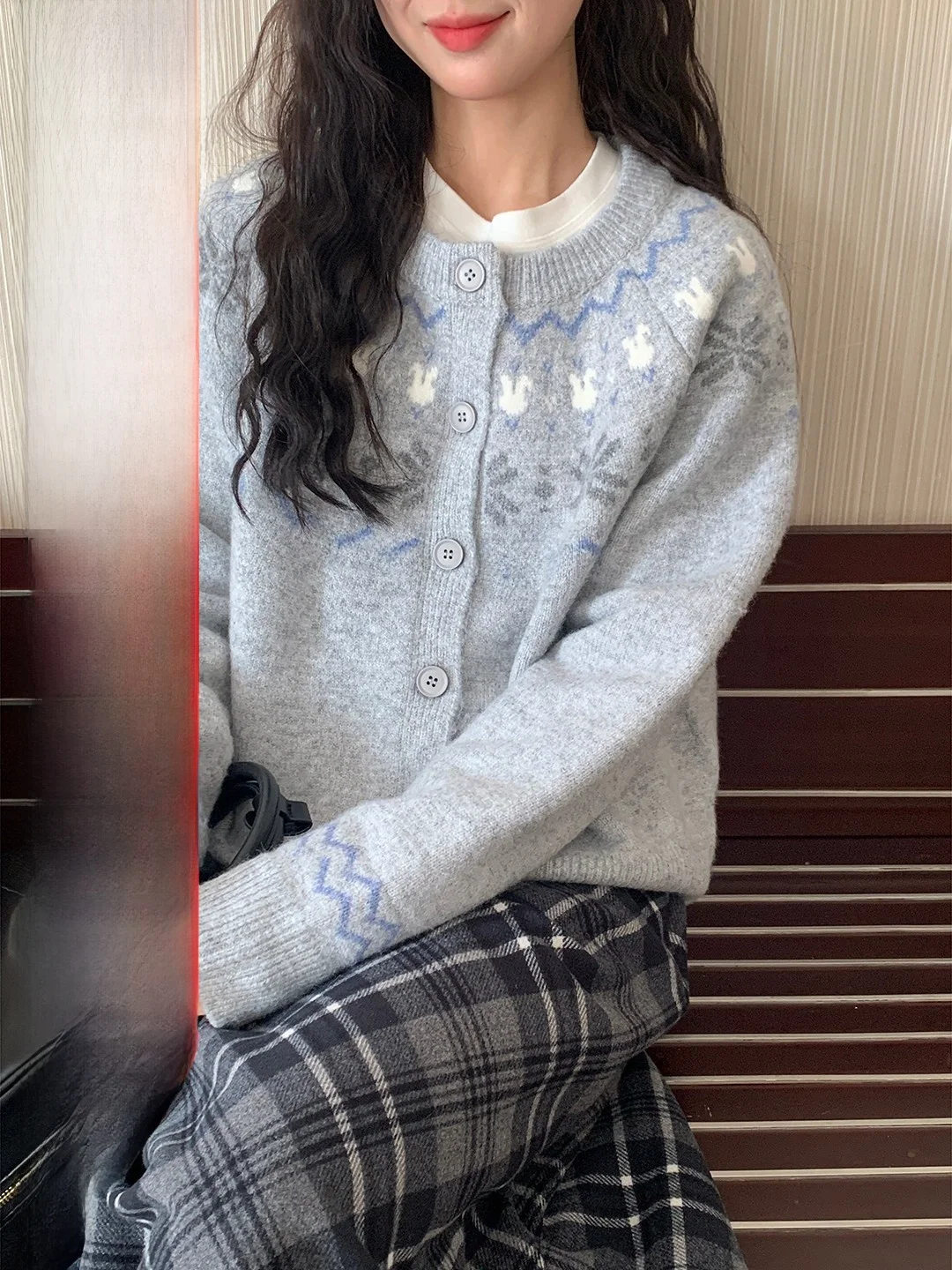 

Winter New Sle Soft Snowflake Sweater Jaet Women's Loose Fit Comfortable Versatile round Ne Knitted Top Sweet Sle