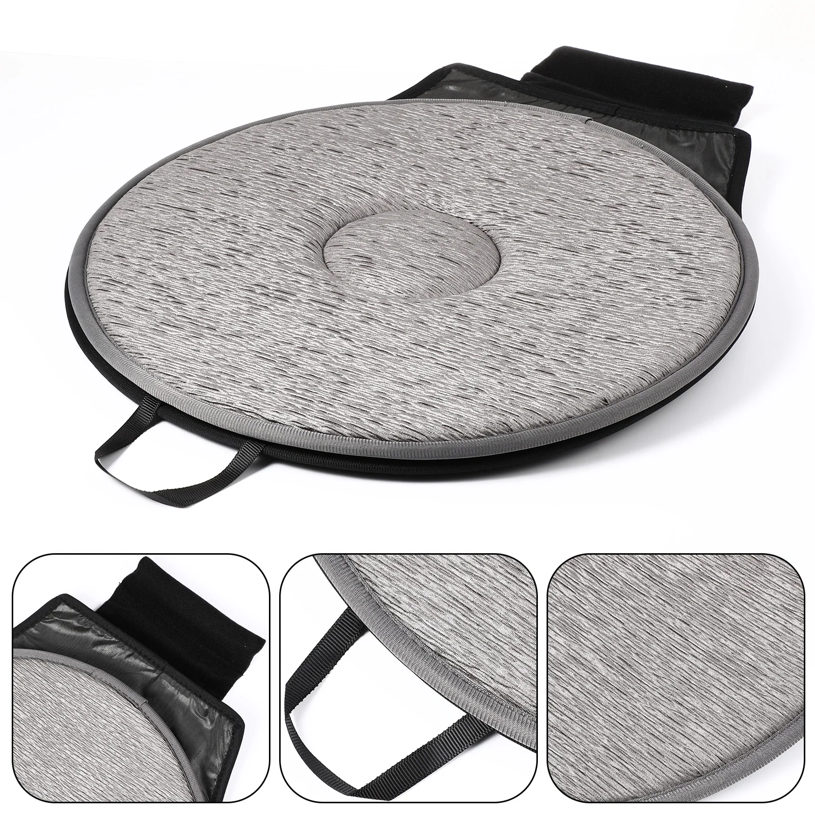 

360 Degree Rotating Car Seat Cushion Shallow Gray Single Ring Safe Comfortable Anti Slip Base For Home Office Use Car Interior