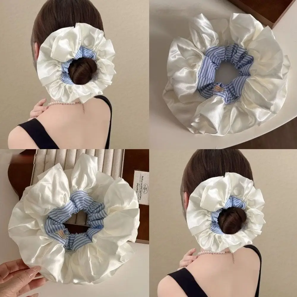 

Kawaii High Elasticity Lace Striped Big Bow Hair Ties Extra Large Satin Hair Scrunchie Hair Rope
