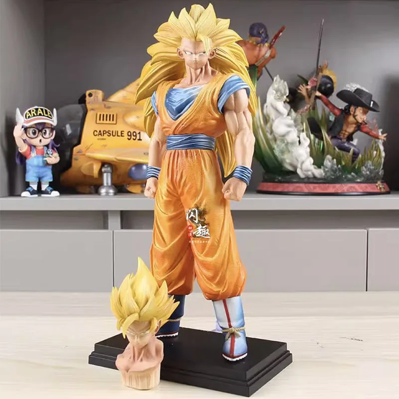 

33cm DBZ Son Goku Model with Two Heads Dragon Ball Z Action Figure Manga YS Super Saiyan Figurine Anime SSJ GK Statue Toys Gift