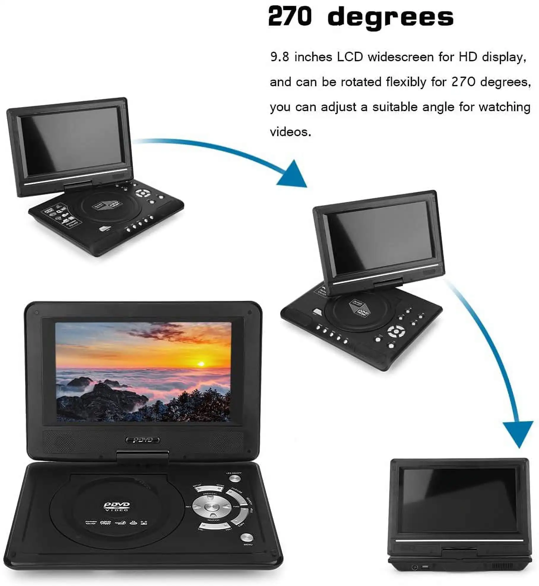 Children's Learning Game TV  Player DVD Reader Portable Mobile DVD Rechargeable Lithium Battery Built-in Card Reader