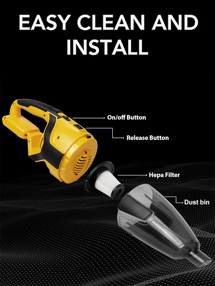 Secador de vacío inalámbrico portátil de 500W para Makita DeWalt, aspiradora eléctrica de mano con batería de 20V para limpieza de alfombras y suelo