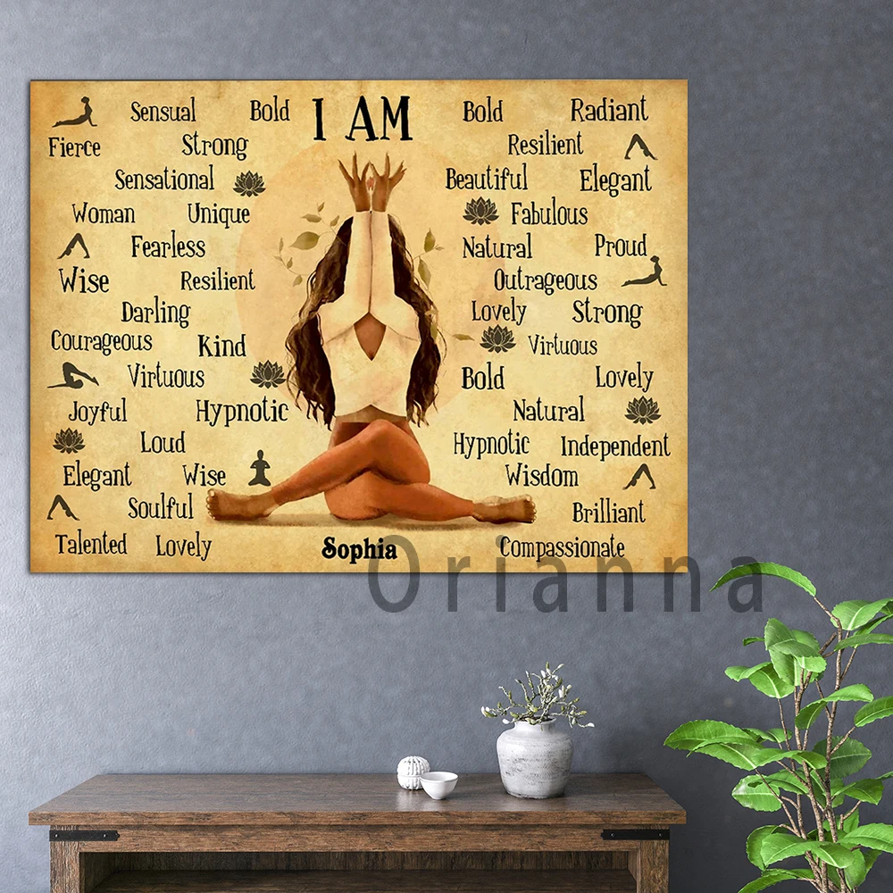 

Black Woman Yoga Poses Canvas Paintings Home Wall Art Decor Vintage Poster Hd Prints Modern Modular Pictures Yoga Lover Gift