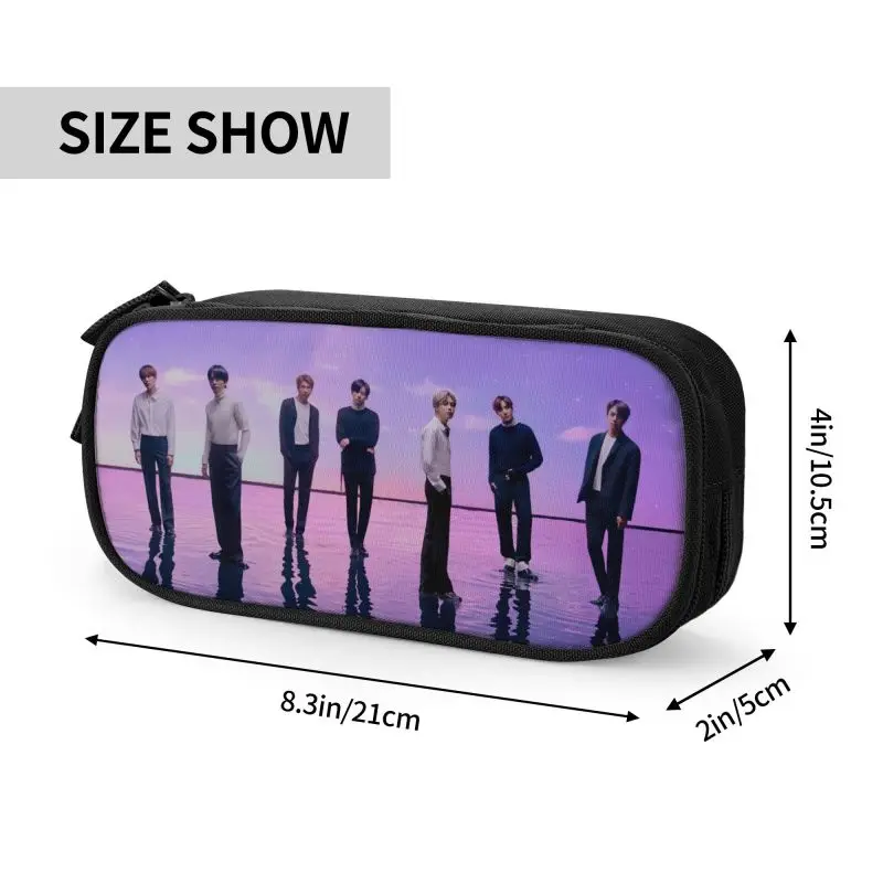 Cute Pop Band Kpop Pencil Case for Boy Girl Large Storage Pencil Pouch School Accessories