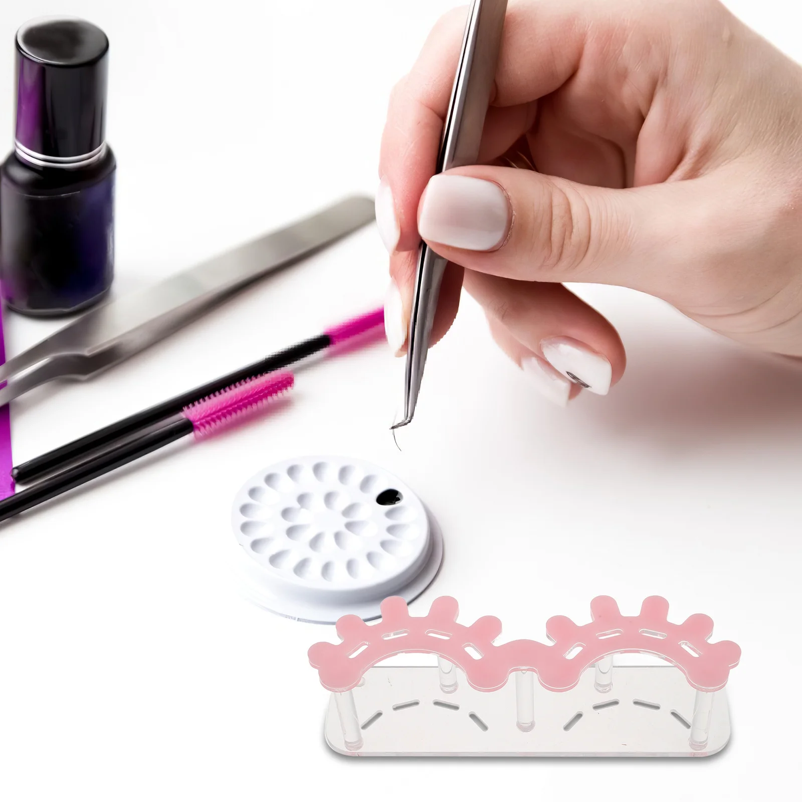 8 Slot Eyelash Tweezer Holder Stand Acrylic Tweezer Storage Organizer for Lash Extensions Tools Salon Tabletop Display Rack