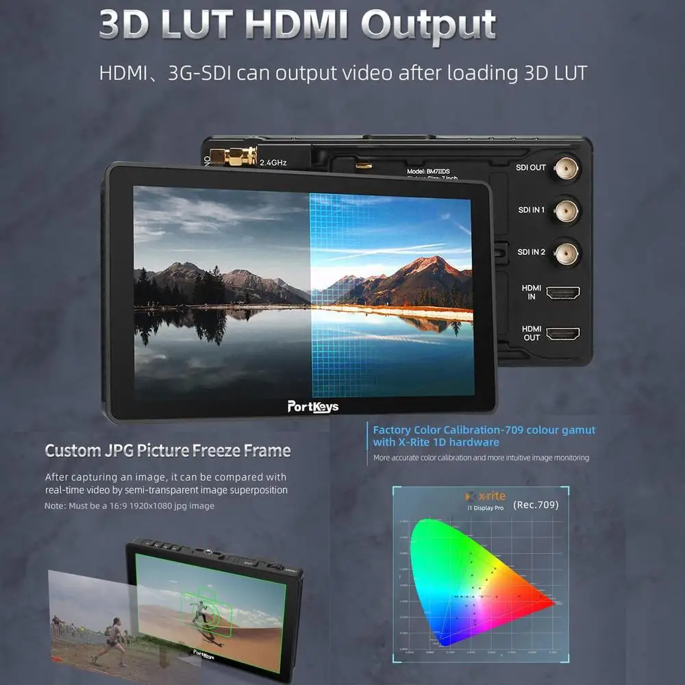 Imagem -03 - Dual Touchscreen Câmera Field Monitor Ultra Brilho 4k 3d Lut para Bmpcc Komodo Sony Dsmc2 Pol 2200nit Portkeys-bm7 ii ds