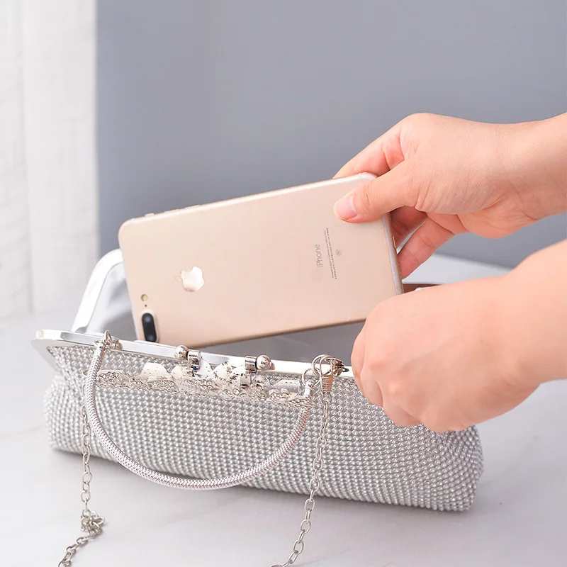 Luksusowa, ręcznie robiona kopertówka wieczorowa wysadzana diamentami, europejska i amerykańska moda, torebka wieczorowa, uniwersalna torba na ramię/przez ramię.
