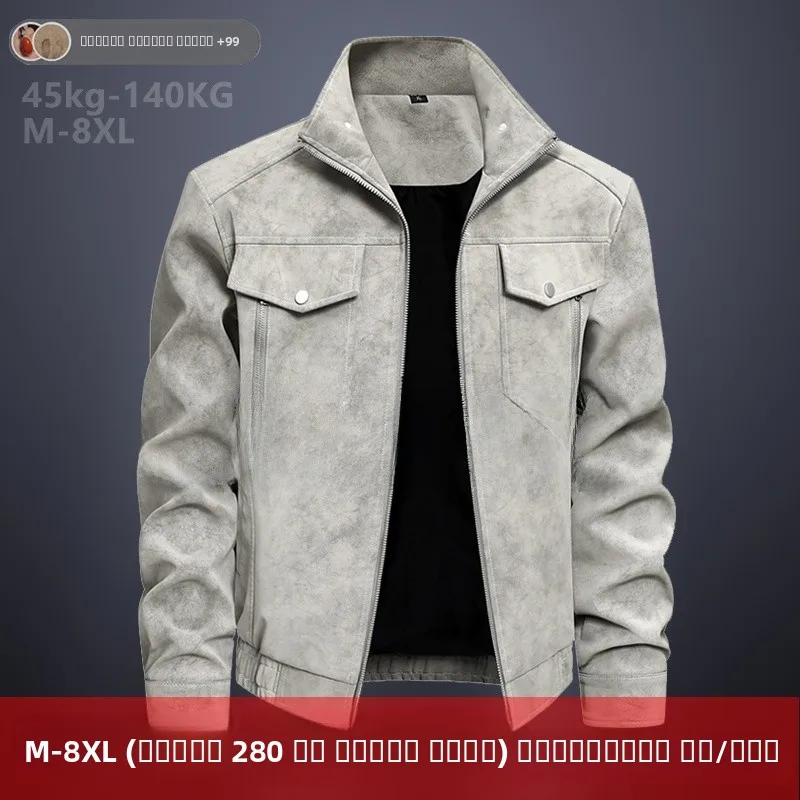 

Vintage American Sle Men's Suede Leather Jaet Large Size Autumn Winter Biker Workwear Faux Vintage Fce Lined Coat