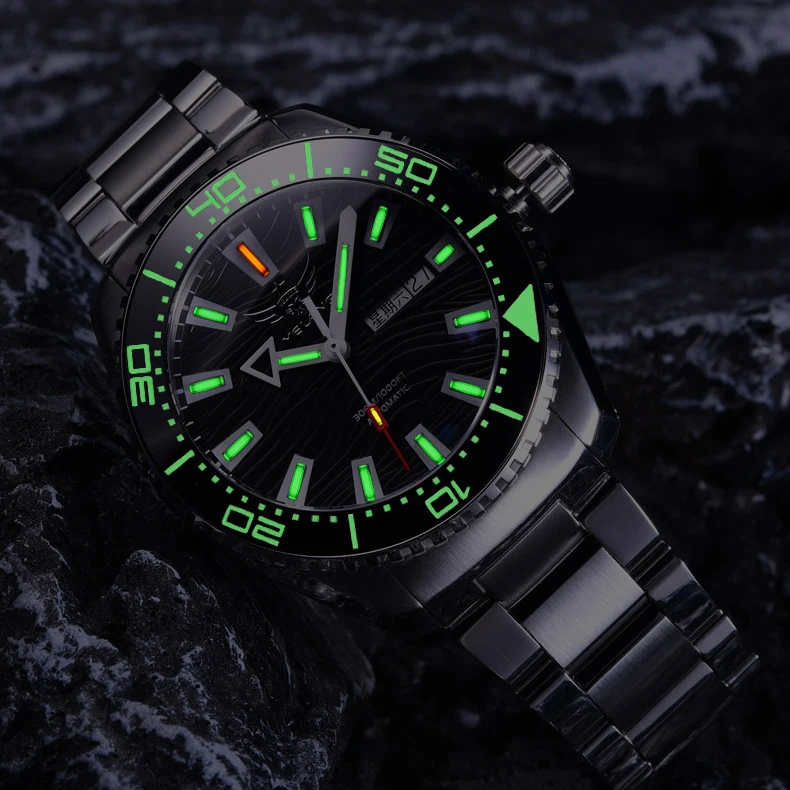 

YELANG Мужские военные часы 43,8 мм Diver Автоматические механические наручные часы 30ATM Luminos Sapphire SW200 Антимагнитная керамика Beze