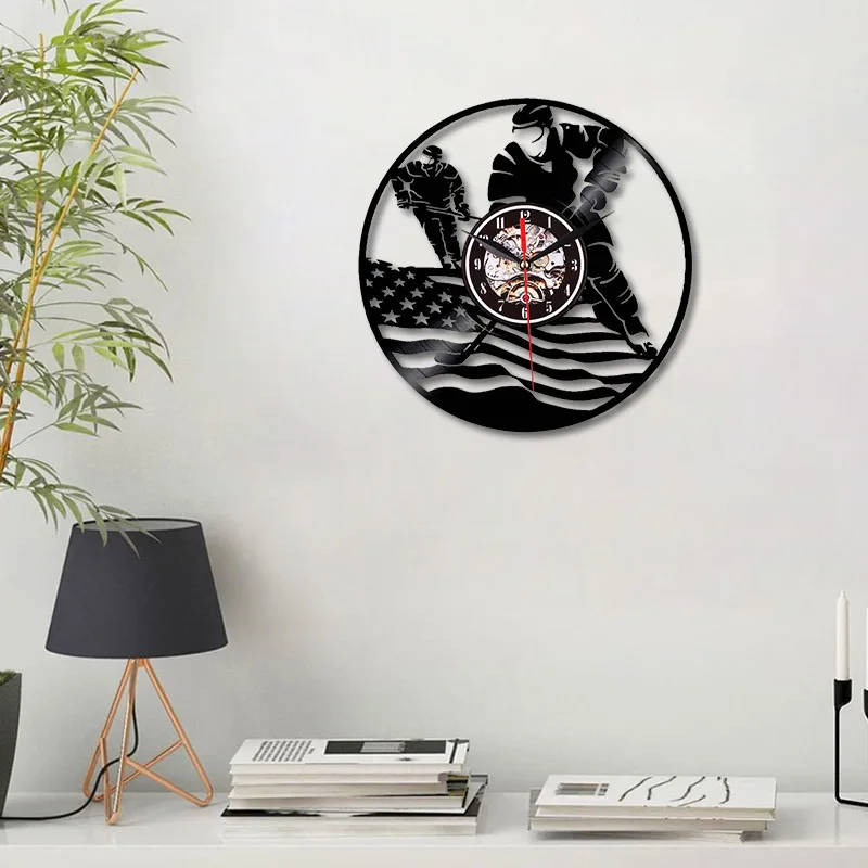 Часы с пятиконечными звездами и функцией записи, 12-дюймовые часы, украшение для гостиной, спортивные элементы для хоккея с шайбой