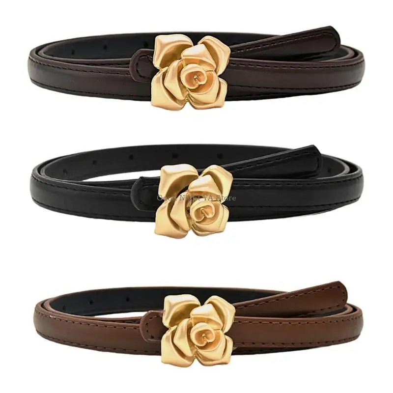 

Elegant Rose Button Leather Belt For Women Casual And Usually Clothing